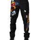 Black Graphic Embroidery Men Pants