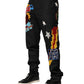 Black Graphic Embroidery Men Pants