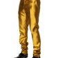 Yellow Silk Tapered Dress Men Pants