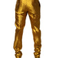 Yellow Silk Tapered Dress Men Pants