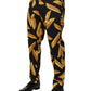 Black Pasta Print Tapered Men Pants