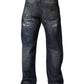 Blue Washed Tattered Cotton Men Jeans