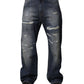 Blue Washed Tattered Cotton Men Jeans