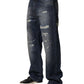 Blue Washed Tattered Cotton Men Jeans