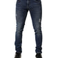 Blue Washed Skinny Cotton Denim Jeans