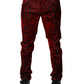 Red Leopard Print Cotton Skinny Denim Jeans