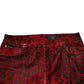 Red Leopard Print Cotton Skinny Denim Jeans