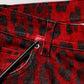 Red Leopard Print Cotton Skinny Denim Jeans