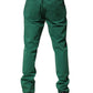 Green Cotton Stretch Skinny Men Denim Jeans