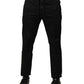 Black Cotton Mid Waist Jogger Pants