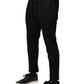 Black Cotton Mid Waist Jogger Pants