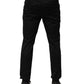Black Cotton Mid Waist Jogger Pants