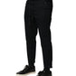 Black Cotton Mid Waist Jogger Pants