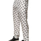White Floral Silk Casual Lounge Pants