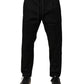 Black Cotton Mid Waist Jogger Pants