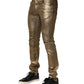 Gold Tattered Cotton Stretch Slim Denim Jeans