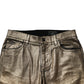 Gold Tattered Cotton Stretch Slim Denim Jeans