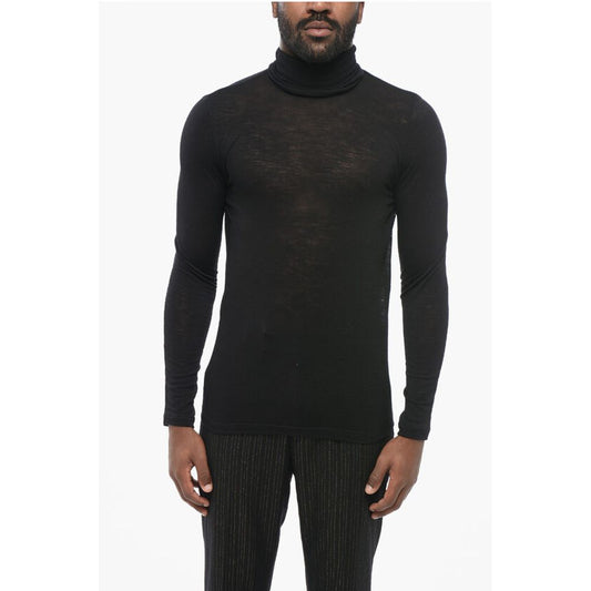 Extrafine Stretch Wool Sweater with Turtleneck