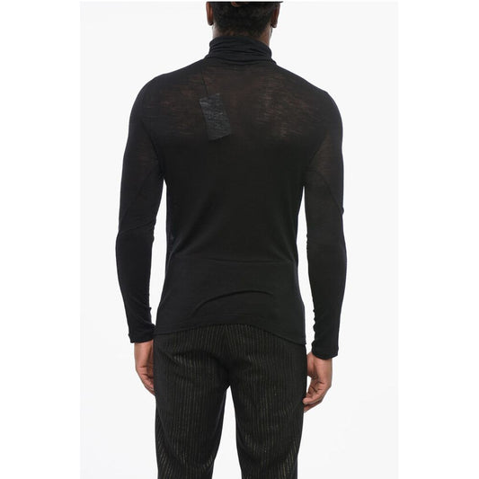 Extrafine Stretch Wool Sweater with Turtleneck