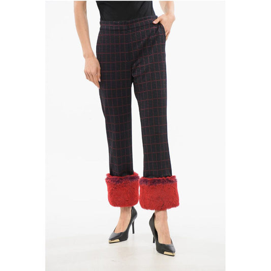 EVERYWEAR Cropped Pants with Faux Fur Trim