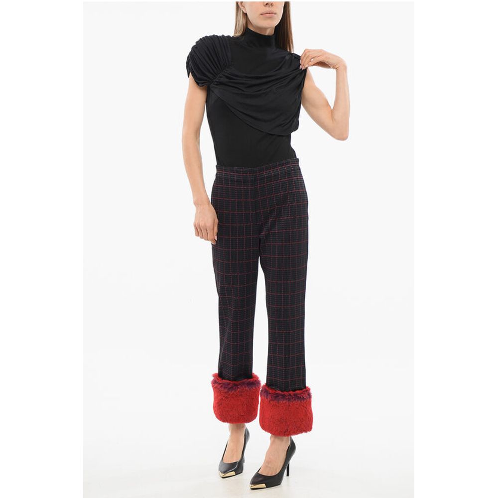 EVERYWEAR Cropped Pants with Faux Fur Trim