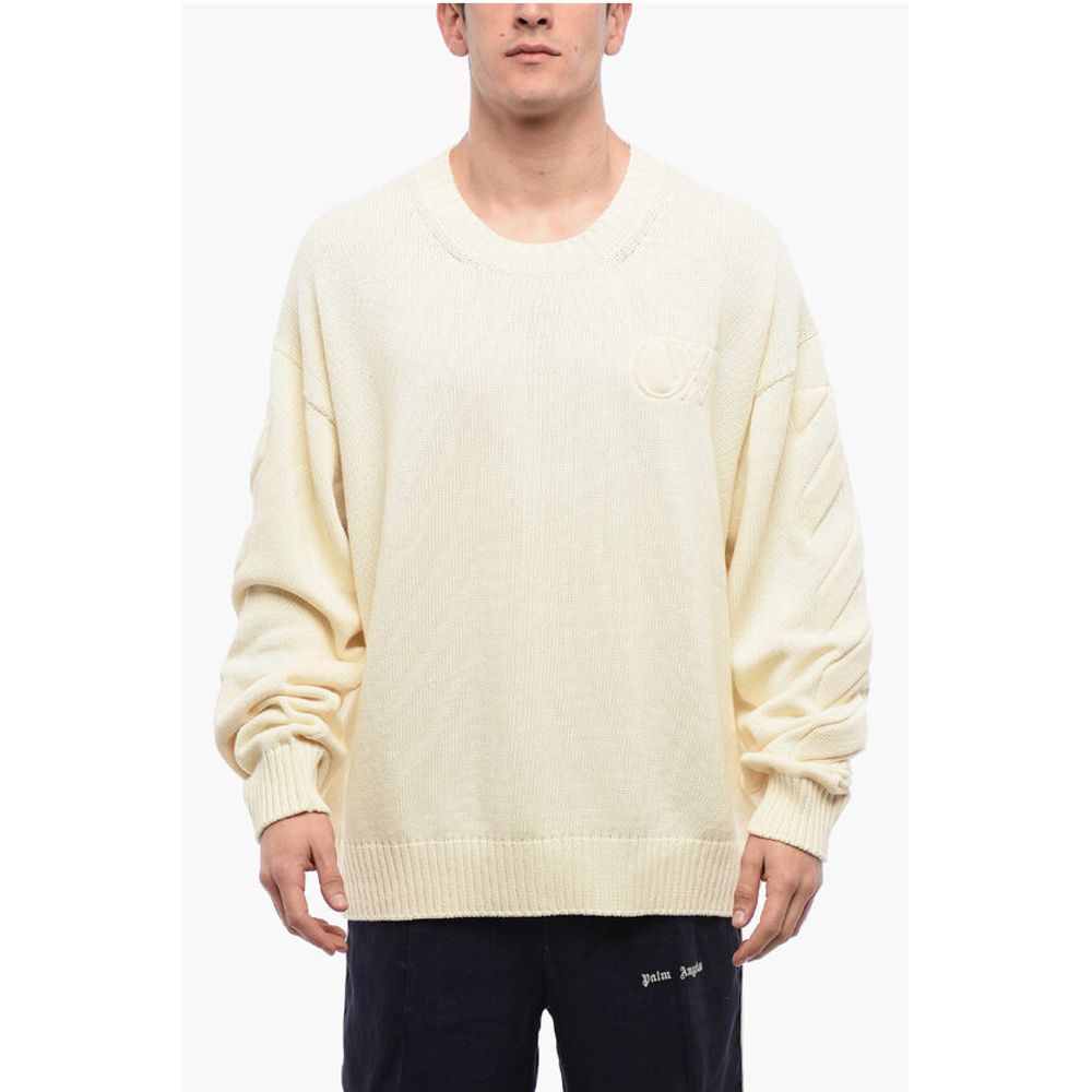 Cotton Sweater With Embossed Logo