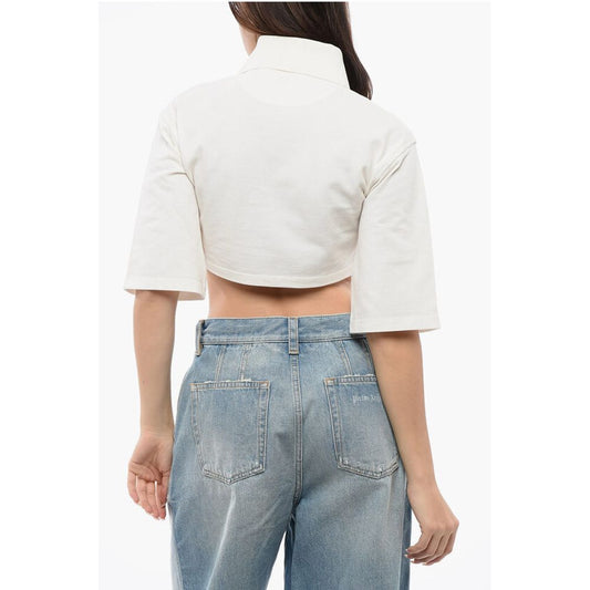 Short Sleeved Cropped Polo With Embroidered Logo