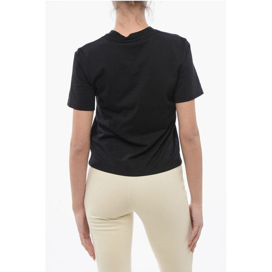 Cropped T-shirt With Embroidered Logo
