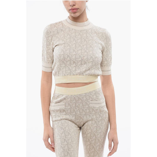 Monogram Jacquard Cropped Top With Logoed Band