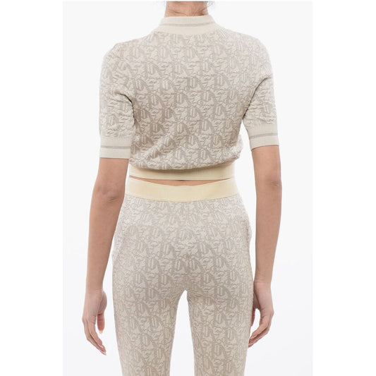 Monogram Jacquard Cropped Top With Logoed Band