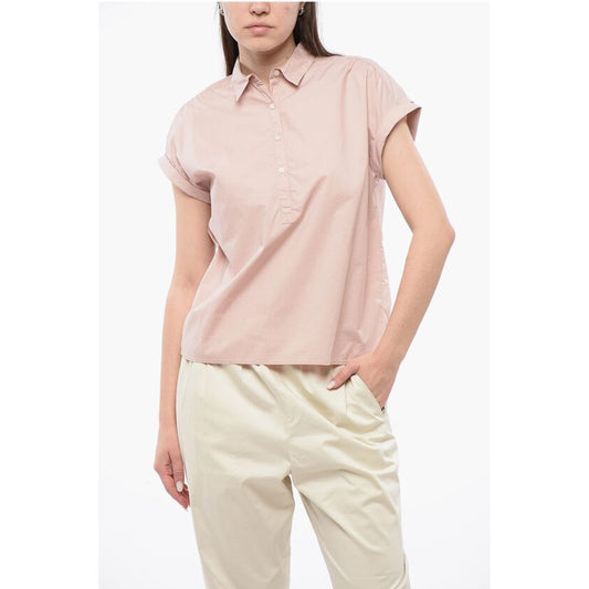 Sleeveless Cotton Blouse With Polo Neckline