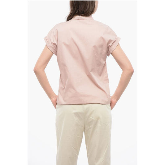 Sleeveless Cotton Blouse With Polo Neckline