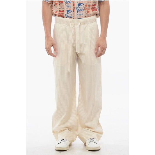 TEKLA Striped Cotton Pants with Drawstring Waist
