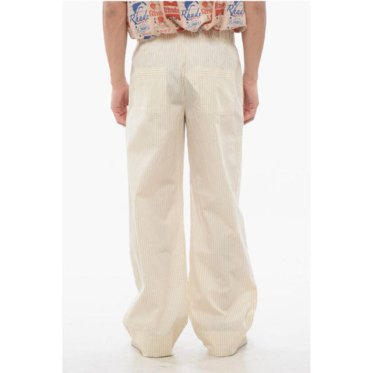 TEKLA Striped Cotton Pants with Drawstring Waist
