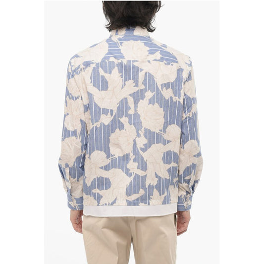 Double Layer Floral-Motif Loose Fit Shirt