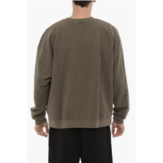 Vintage Effect Crew-Neck Sweatshirt with Embossed Monogram