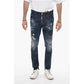 Embroidered Skater Denims with Dark Wash