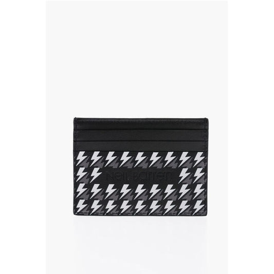 All-Over Thunderbolt Printed Leather Card Holder