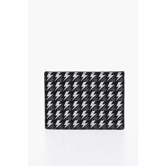 All-Over Thunderbolt Printed Leather Card Holder