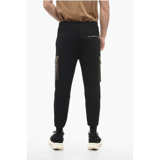 Brushed Cotton Cargo Sweatpants with Contrasting Pockets