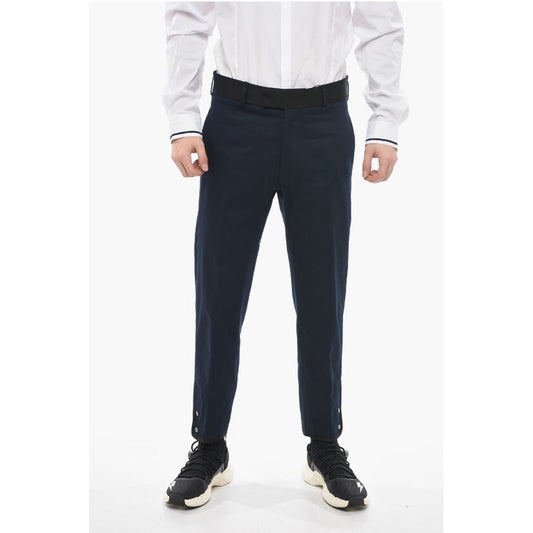 Slim Fit TOM Pants with Contrasting Edges and Ankle Buttons