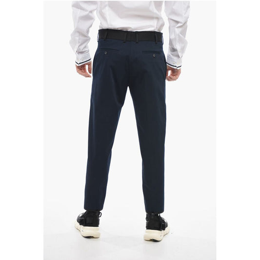 Slim Fit TOM Pants with Contrasting Edges and Ankle Buttons