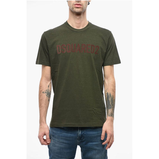 Logoed Cool-fitting T-shirt with Distressed Detailing