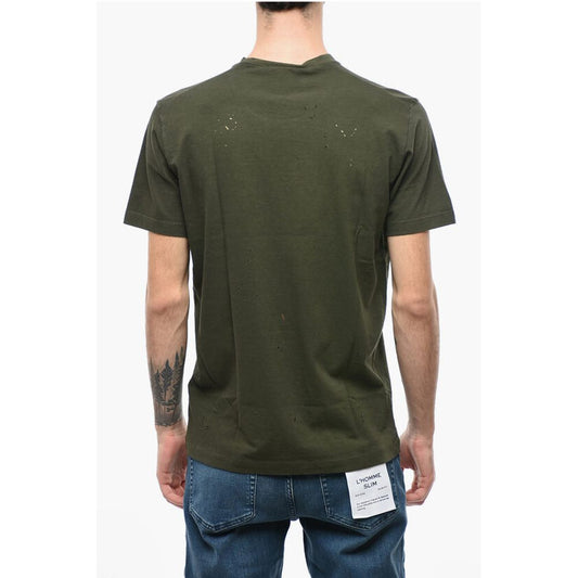 Logoed Cool-fitting T-shirt with Distressed Detailing