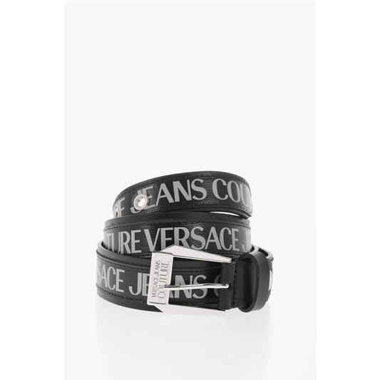 JEANS COUTURE Saffiano Leather Belt with Printed Logo 35mm