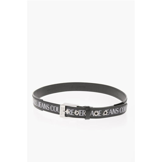 JEANS COUTURE Saffiano Leather Belt with Printed Logo 35mm