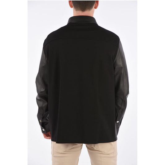 Leather Loose Fit Shirt with Snap Buttons