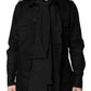 Black Polka Dot Linen Silk Men Casual Shirt