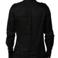 Black Polka Dot Linen Silk Men Casual Shirt