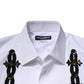 White GOLD Embellished Formal Men Dress Shirt